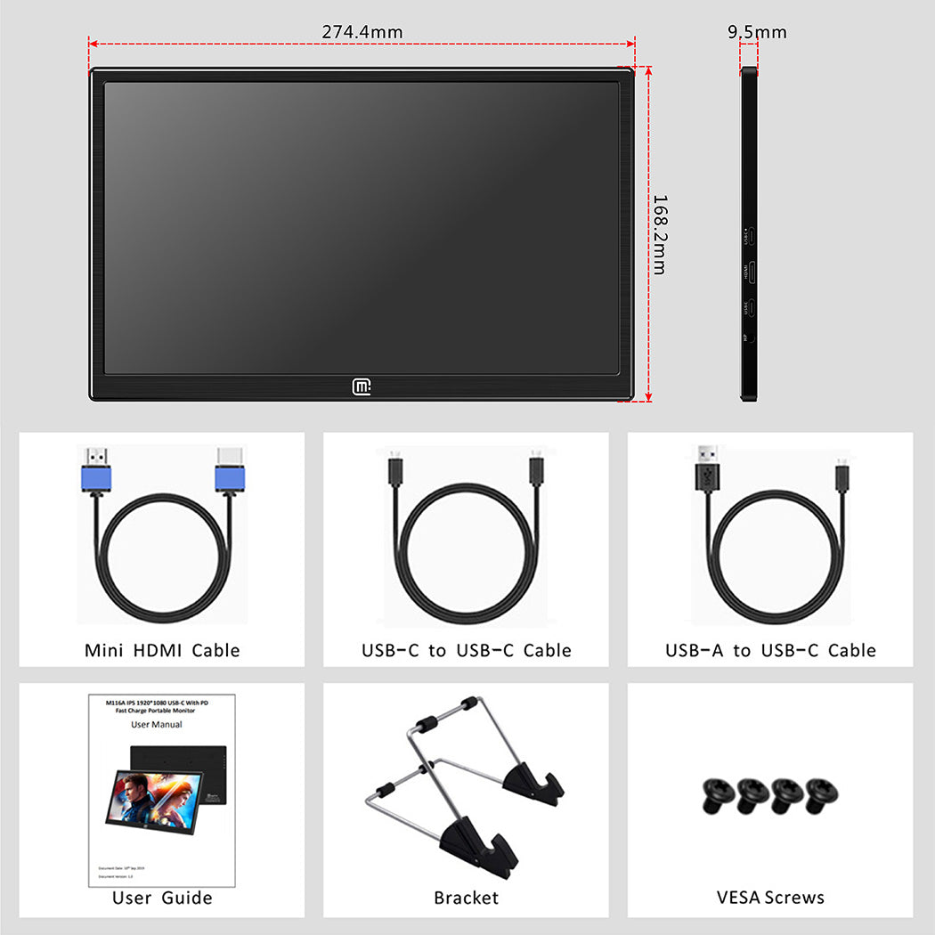 11.6 Inch IPS 1920*1080 Mobile  Monitor (M116A)